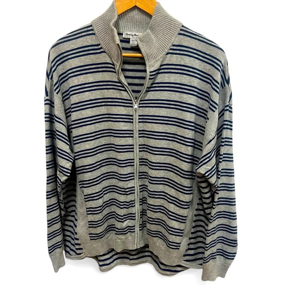 Tommy Bahama Tami Striped Zip-Up Cardigan Sweater with Pockets Size XL - Picture 1 of 8